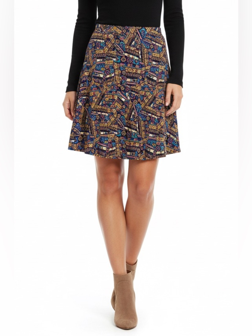 LuLaRoe Azure • A-Line Skirt • Mosaic Pattern • Vintage
